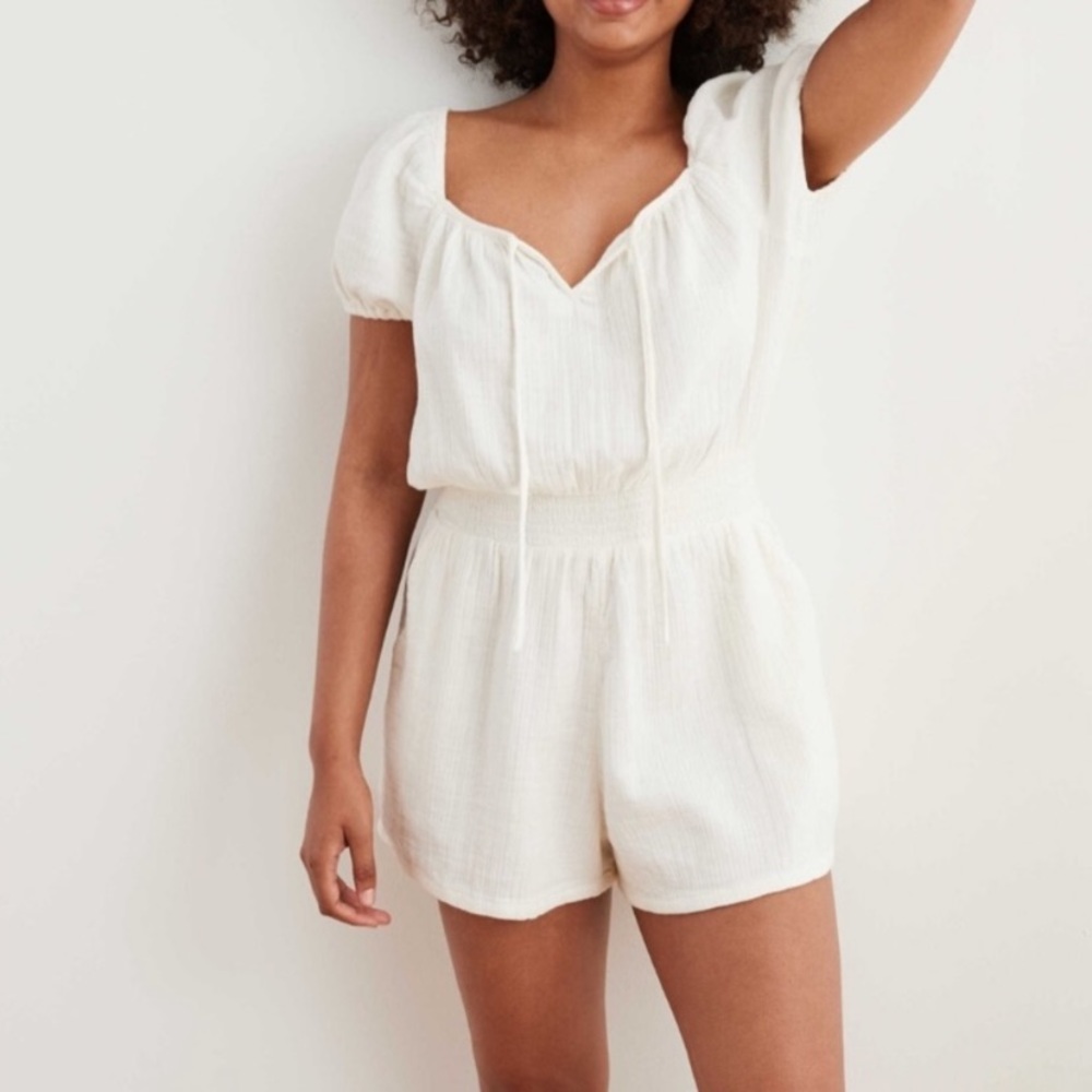Aerie | gauze puff sleeve romper